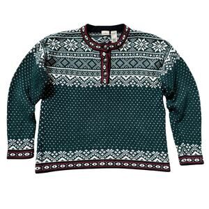 Vintage L.L. Bean Sweater Women’s M | Nordic Fair Isle, Cotton Winter Yoke, RARE